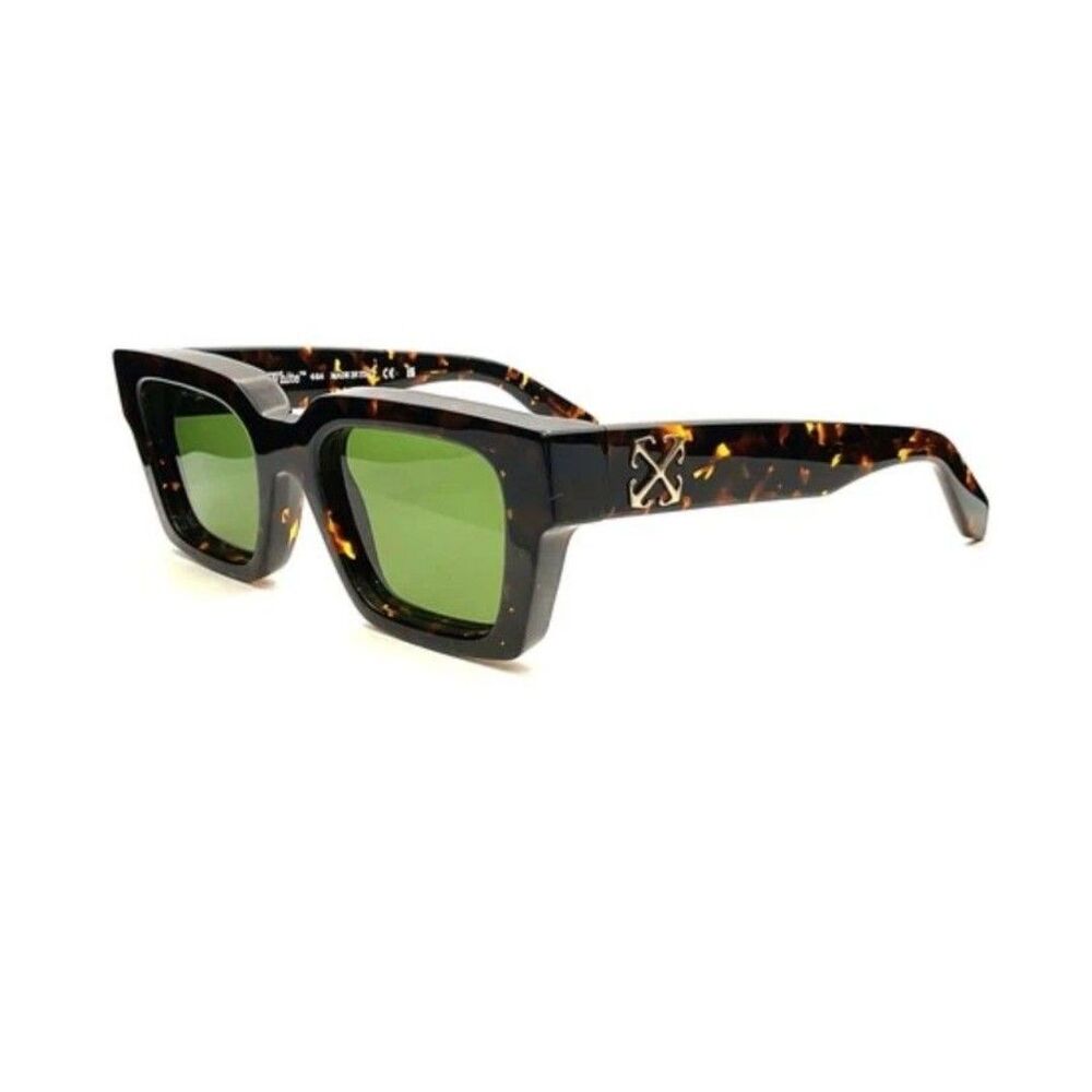 Off-White Virgil Sunglasses Dark Havana Tortoise Shell Frame Green Lenses Italy
